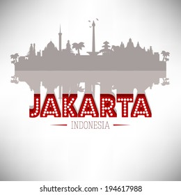 Jakarta Indonesia skyline silhouette design, vector illustration.