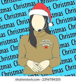 Jakarta, Indonesia.05-12-2023 : Christmas theme.
vector of a beautiful woman celebrating Christmas wearing a beautiful dress