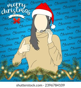 Jakarta, Indonesia.05-12-2023 : Christmas theme.
vector of a beautiful woman celebrating Christmas wearing a beautiful dress