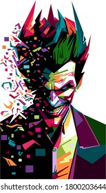 Jakarta, Indonesia-August 22, 2020: Joker pop art illustration for your wallpaper.
