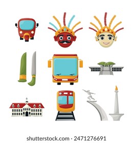 Jakarta Indonesian Illustration Vector Set