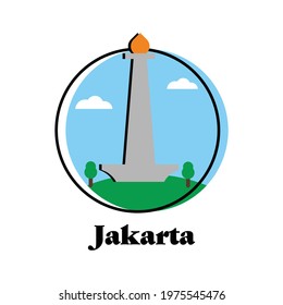 Jakarta landmark flat icon with extra unique style