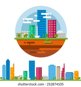 Jakarta landscape in colorful flat monas istiqlal indonesia