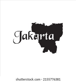 Jakarta map and black lettering design on white background