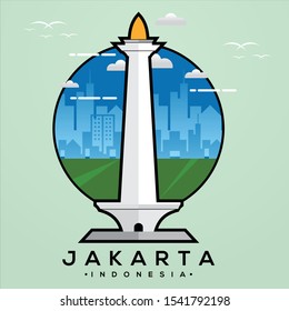 Jakarta Monas Flat Vector Design Illustration Stock Vector (Royalty ...