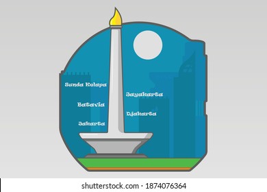 Jakarta Monas, icónica de Indonesia, ilustración vectorial