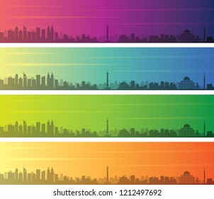 Jakarta Multiple Color Gradient Skyline Banner