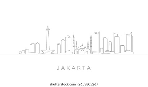 Jakarta Skyline with Indonesia Minimalist Vector.