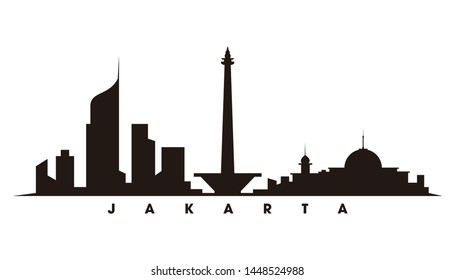 Jakarta skyline and landmarks silhouette vector