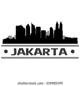Jakarta Skyline Silhouette. Landscape City Design. Vector Cityscape Icon.  