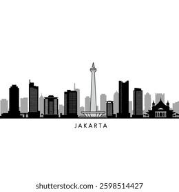 Jakarta Skyline Silhouette - Vector Illustration