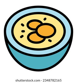 Jakarta soup bowl icon outline vector. City travel. Trans culture color flat