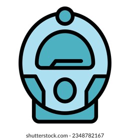 Jakarta train icon outline vector. City tower. Tourism travel color flat
