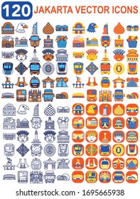 Jakarta vector icons. Jakarta icons set.