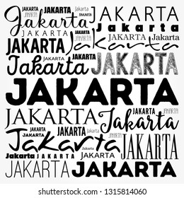 Jakarta wallpaper word cloud, travel concept background