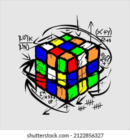 jakarta,indonesia. february 14, 2022. this is rubik vector illustration urban design, can use for t-shirt, hoodie , and more clothings apparel