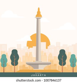 Jakarta's Landmark Vector Illustration. National Monument.