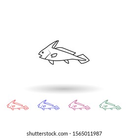 Jakknife fish multi color icon. Simple thin line, outline vector of fish icons for ui and ux, website or mobile application