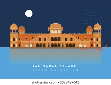 Jal Mahal Palace, Jaipur Rajasthan - Stock Illustration as EPS 10 File