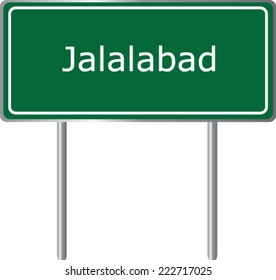 Jalalabad Road Sign Green Vector Illustration, Road Table