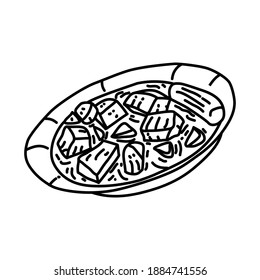 Jalamah Saudi Arabia Food Hand Drawn Icon Set Vector.