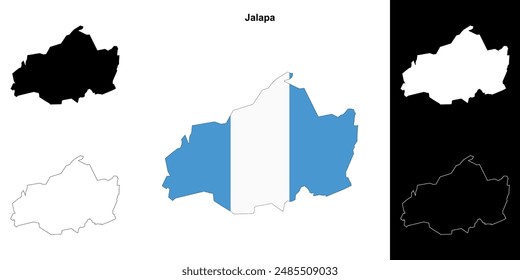 Jalapa department outline map set