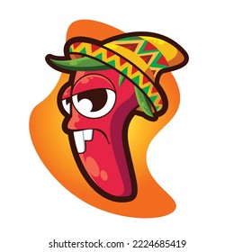 
jalapeno cartoon character with sombrero hat