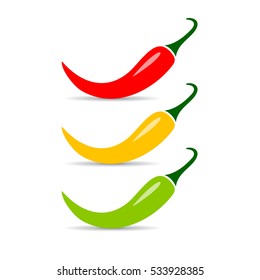 Jalapeno chili pepper vector icon isolated on white background. Hot red chili pepper vector icon.