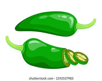 Jalapeno on a white background. Cartoon design.
