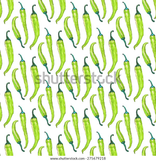 Jalapeno Seamless Pattern Realistic Peppers Handdrawn Stock Vector ...