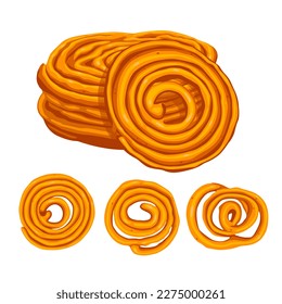 jalebi Indian sweet on white background. Vector eps 10.