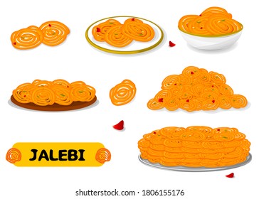 jalebi Indian Sweets or Mithai Food Vector