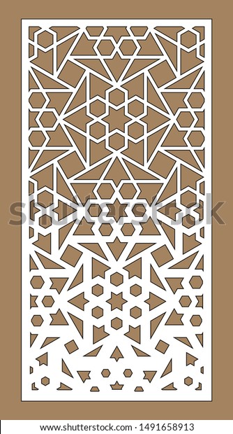 Jali decorative vector panel\
design. Cnc geometric template for laser cutting. Pattern for\
cut.