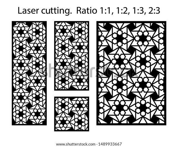 Jali\
decorative vector panels design. Cnc template set. Laser pattern.\
Set of geometric screens for laser\
cutting.