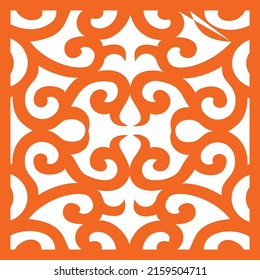 Jali And Laser cut decorative panel set with lace pattern, square templates.