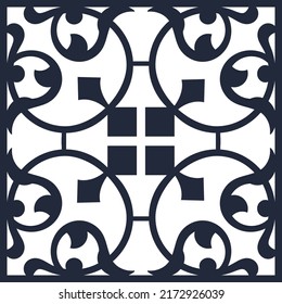 Jali And Laser cut decorative panel set with lace pattern, square templates.