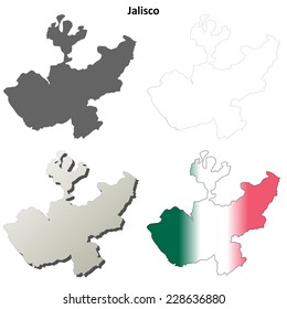 Jalisco Blank Outline Map Set