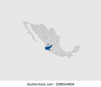 Jalisco Highlighted on Mexico Map Eps 10