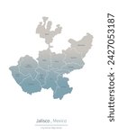 
Jalisco Map. vector map of city in the Mexico.