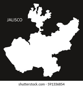 Jalisco Mexico Map black inverted silhouette