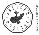 Jalisco, Mexico Map Stamp Retro Postmark. Silhouette Postal Passport. Seal Round Vector Icon. Badge Vintage Postage Design.