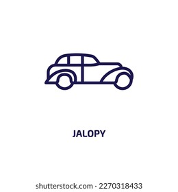 jalopy icon from transportation collection. Thin linear jalopy, diesel, auto outline icon isolated on white background. Line vector jalopy sign, symbol for web and mobile