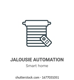 Jalousie automation outline vector icon. Thin line black jalousie automation icon, flat vector simple element illustration from editable smart home concept isolated stroke on white background