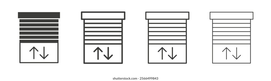 Jalousie icon flat and linear vector illustration on white background.
