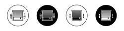 Jalousie Icon Set. Window shutter blind vector symbol in a black filled and outlined style. Rolling Curtain Privacy Shade Sign.