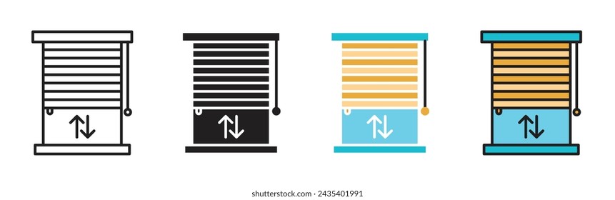 Jalousie Vector Illustration Set. Rolling Curtain Privacy Shade Sign suitable for apps and websites UI design style.