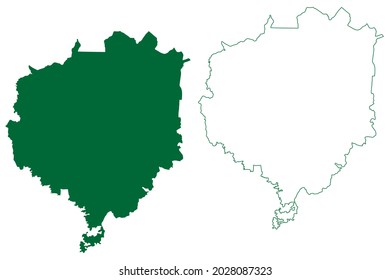 Jalpaiguri district (West Bengal State, Republic of India) map vector illustration, scribble sketch Jalpaiguri map