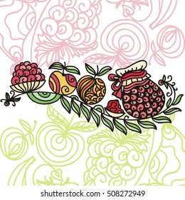 Jam and apples. Vector illustration.