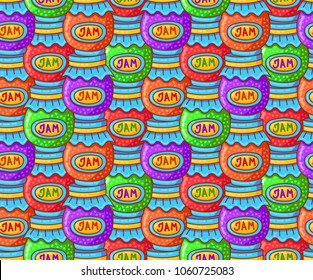 Jam banks colorful cute childish seamless vector pattern