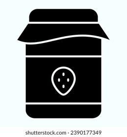 Jam can solid icon. Food preservation jar with strawberry sweets. Autumn season vector design concept, glyph style pictogram on white background, use for web and app. Eps 10